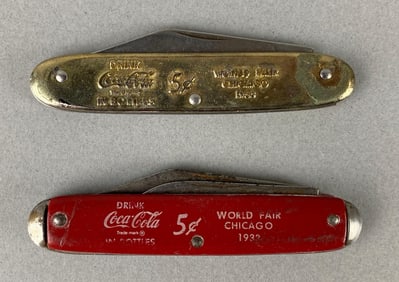 Group of Two 1933/34 Coca-Cola Chicago Worlds Fair Souvenir Pocket Knives