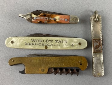Group of 4 1933/1934 Chicago Worlds Fair Souvenir Pocket Knives