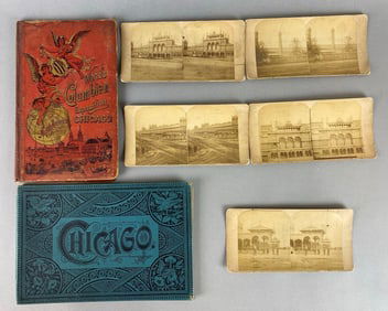 Group of 6 1893/94 Chicago Worlds Fair Columbian Exposition Stereoviews and more