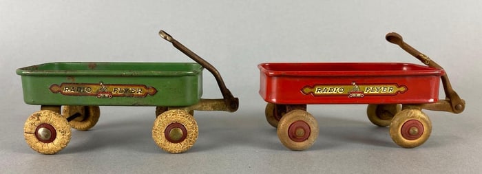 Group of Two 1933/34 Chicago Worlds Fair A Century of Progress Radio Flyer Wagon Souvenirs
