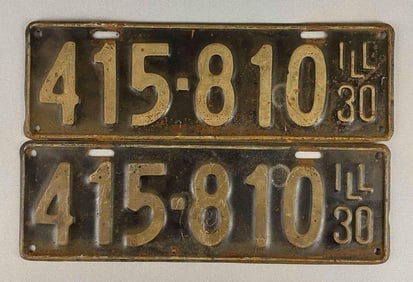 Pair of 1930 Illinois Metal License Plates