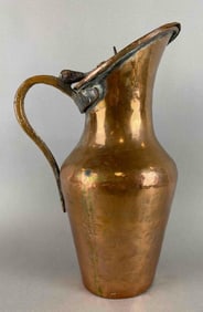 Middle Eastern Hammered Copper Finished Metal Water Pitcher