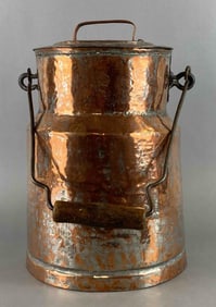 Hammered Metal Copper Finish Milk Can