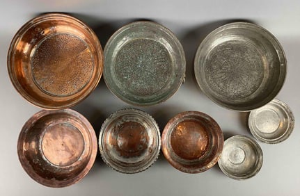Group of Copper Finished Bowls and Sifters