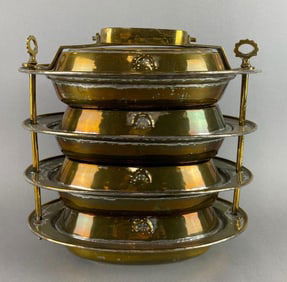 India Brass Finished Tiffin Lunchbox