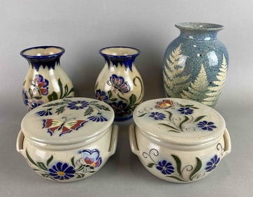 Group of Contemporary Stoneware Decorative Vases and Jars