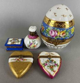 Group of 5 Limoges Porcelain Pill Boxes