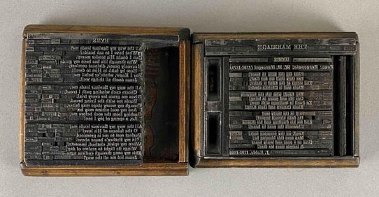 Group of 2 Industrial Letterpress Typesetting Art