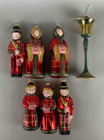 Group of 6 German Blown Glass Carolers Christmas Ornaments