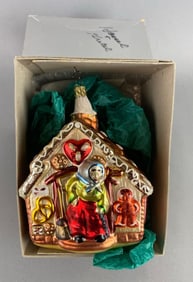 Signed 1999 German Inge-glas Blown Glass Hansel and Gretel Christmas Ornament