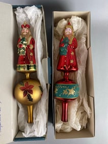 Group of 2 Blown Glass Christmas Tree Finial Topper