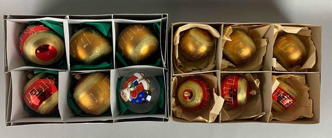 Group of 12 German Hand Painted Blown Glass Christmas Ornaments
