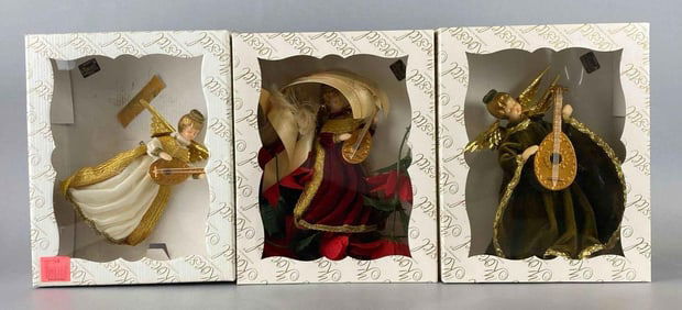 Group of 3 Koestel German Wax Angel Christmas Tree Toppers