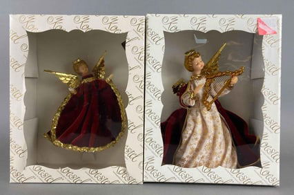 Group of 2 Koestel German Wax Angel Christmas Tree Toppers