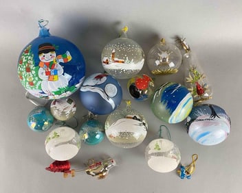 Group of 15 German Blown Glass Christmas Ornaments and More