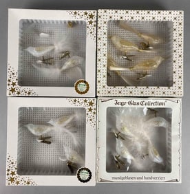 Group of 13 German Blown Glass Bird Clip Christmas Ornaments