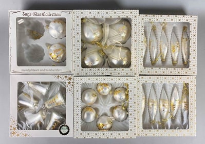 Group of 27 German Hand Painted Blown Glass Christmas Ornaments