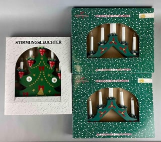 Group of 3 German Hand Painted Christmas Candle Bridges