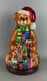 Thomas Pacconi Classic Christmas Blown Glass Teddy Bear Figural Art Glass