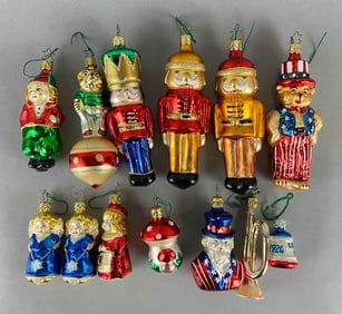 Group of 13 German Blown Glass Christmas Ornaments