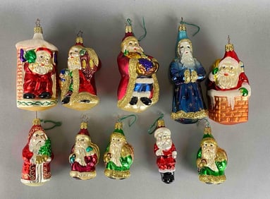 Group of 10 German Blown Glass Christmas Ornaments