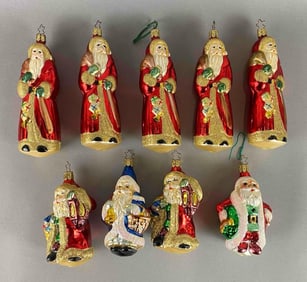 Group of 9 German Blown Glass Christmas Ornaments