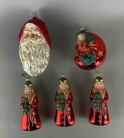 Group of 5 German Blown Glass Christmas Ornaments