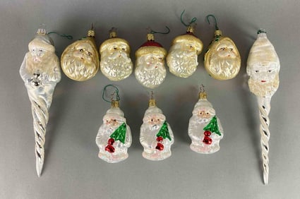 Group of 10 German Blown Glass Christmas Ornaments