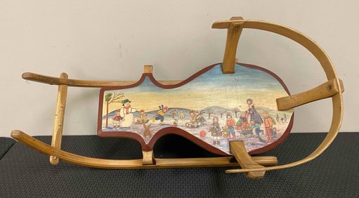 Christine Ulrich German Hand Painted Wooden Sleigh
