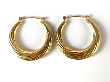 Pair of 14K Gold Twist Hoop Earrings