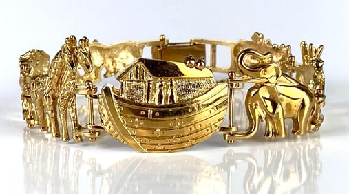 14K Gold Noahs Ark Bracelet