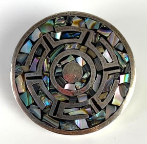 Taxco Sterling Silver Pin/Pendant with Abalone Inlay