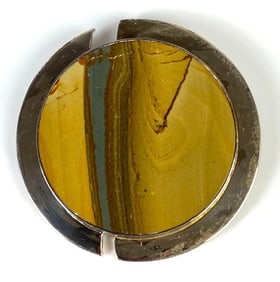 Sterling Silver Landscape Agate Brooch