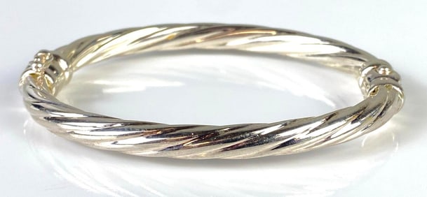 Sterling Silver Twisted Rope Bangle Bracelet