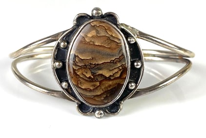 Sterling Silver Petrified Wood Cuff Bracelet