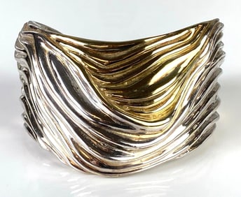 Yaccov Heller Sterling Silver Signed Electroform Cuff Bracelet