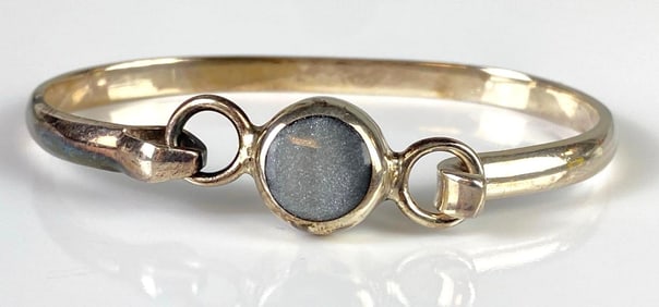 Sterling Silver with Grey Stone Accent Cuff Bracelet