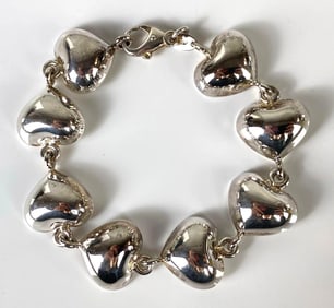 Sterling Silver Heart Link Bracelet