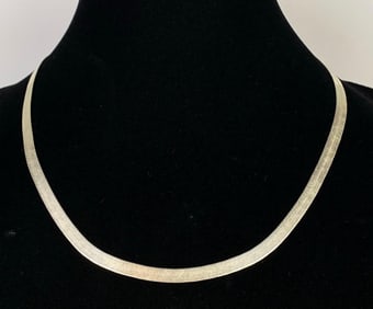 Milor Sterling Silver Herringbone Link Necklace