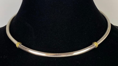 Sterling Silver and Brass Twisted Rope Choker Necklace