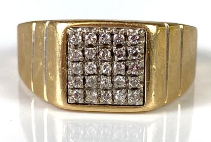 14K Gold Diamond Mens Ring