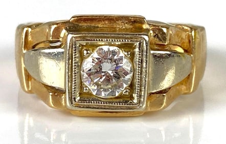 14K Gold Diamond Mens Ring
