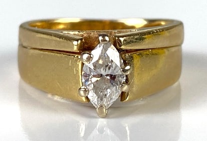 14K Gold Diamond Wedding Ring Set