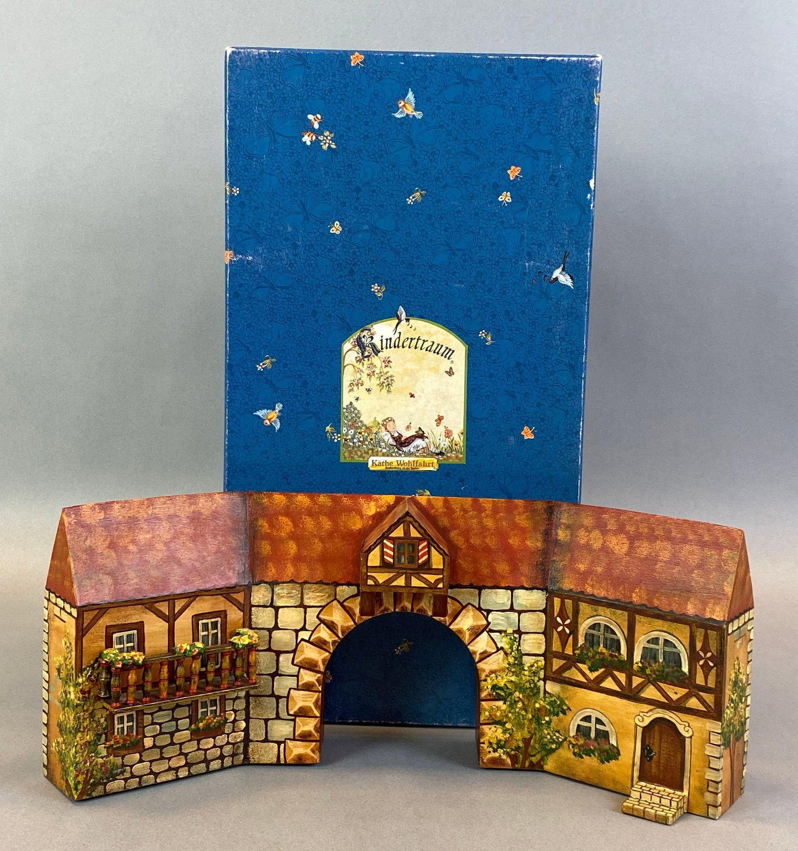 German Kindertraum Limited Edition House With Archway Wood Building: 1995 Limited edition No. 37 of 60, by Kathe Wohlfahr, in original box with COA, measures 14 x 5 1/2 x 4 inches