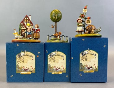 Group of 3 German Kindertraum Limited Edition Wood Figurines
