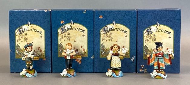 Group of 4 German Kindertraum Limited Edition Wood Dove Children Figurines