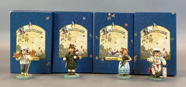 Group of 4 German Kindertraum Limited Edition Wood Children Figurines
