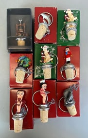 Group of 9 Decorative Painted Wine Corks