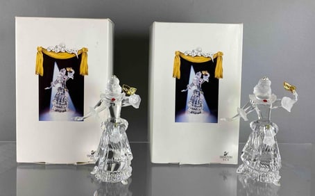 Group of 2 Swarovski Crystal Masquerade Columbine Figurines with Boxes