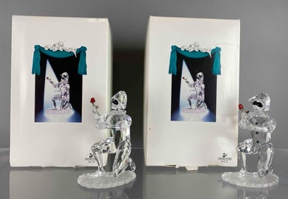 Group of 2 Swarovski Crystal Masquerade Harlequin Figurines with Boxes
